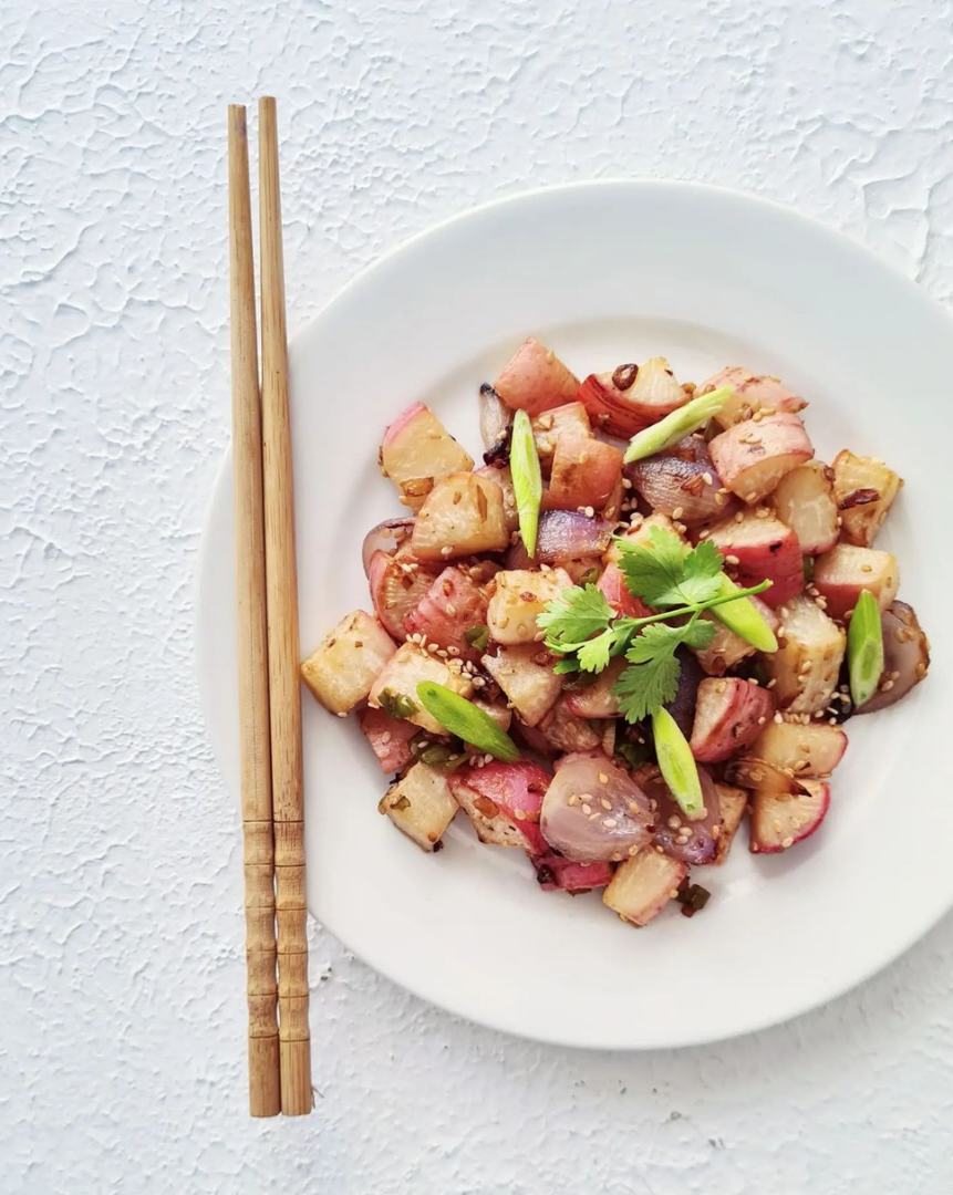 Asian Style Warm Red Radish Salad
